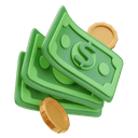 Cash notes and coins illustration