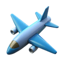 Blue international travel airplane